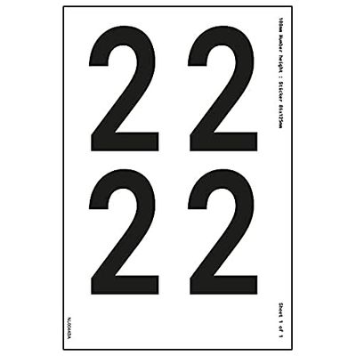 V Safety One Number Sheet - 2-13 mm Number Height - 300 x 200 mm - Self Adhesive Vinyl