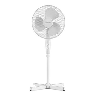 TROTEC Ventoinha de pé TVE de 16, 50 W, 3 velocidades de ventilação, oscilação automática de 90°, silenciosa, altura regulável, escritório, casa, branco