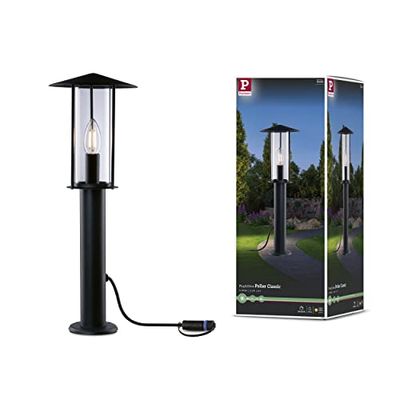 Paulmann 94322 Plug & Shine Lampada da esterni LED Poller Classic IP44 incl. 1x2 Watt dimmerabile chiaro metallo 3000 K E14