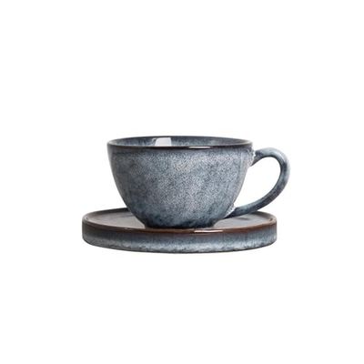 ByON Mug & plate 5228615813 - Tazza con piattino, in porcellana, colore: blu, dimensioni: 13,5 x 11 x 7 cm, diametro: 15,5 x 1,5 cm, capacità: 25 cl, colore: Blu