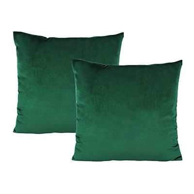 Juego de 2 Fundas Decorativas de Almohada y cojín, cuadradas, 50 x 50 cm, Terciopelo Verde Esmeralda Oscuro, para Navidad, para Coche, sofá, Cama, Oficina