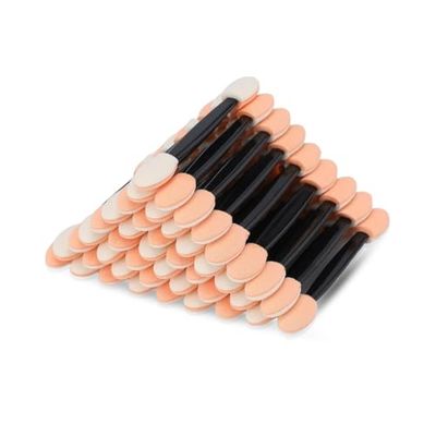 PARENCE.- Lot de 20 Brosses Fards à Paupières - Pinceaux à Paupières pour Application Maquillage - Double Face, Applicateur, Noir et Beige, 6cm
