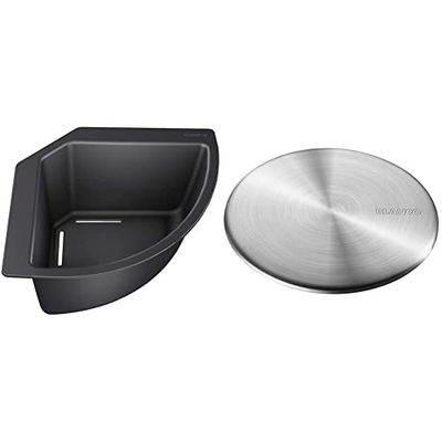 BLANCO 235866 Recipiente esquinero para alimentos y vajilla, 1 pieza, 215 mm x 215 mm, color negro 517666 Fregadero de cocina, One size