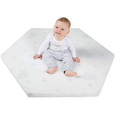 roba Springgårdsmadrass sexkantig - safe asleep® - Babymadrass för sexkantiga springgårdar - Springgårdsinlägg med avtagbart Jacquardöverdrag