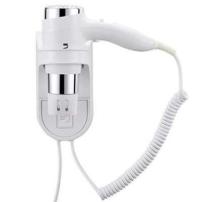 Bakaji Muro Phon Wanddroger voor badkamer, vermogen 1600 W, 2 snelheidsniveaus, kleur wit en zilverkleurig voor huis hotel met tuit