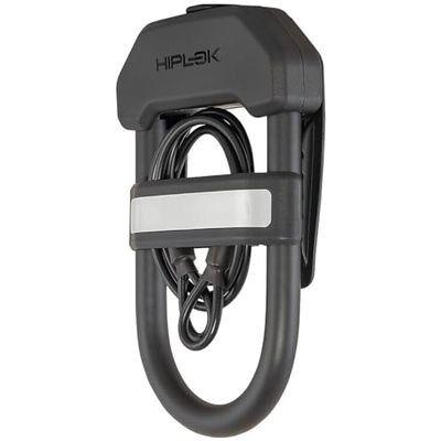 Hiplok DXC, Beugelslot met extra stalen kabel, Unisex, ALL BLACK, Sluitbereik: 15 cm x 8,5 cm + 100 cm