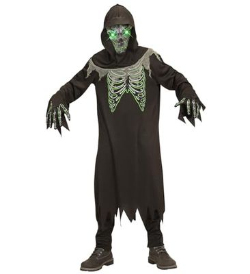 W WIDMANN MILANO Party Fashion - Costume da bambino Mietitore, veste, guanti, cappuccio, maschera con occhi luminosi, demone, Halloween