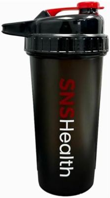 SNS Health Shaker, Leak Proof Bottle for Protein Mixer – Non Slip with Sleek Design, Black Color, 24Oz/700ml Men's, One Size