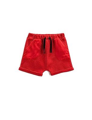 Koton Basic Shorts Drawstring Pocket Detail Textured Pantaloncini, Rosso (420), 18-24 Mesi Baby Boys
