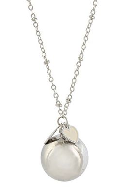 argentoè llamador de ángeles Campanilla bola mexicana rodiada plateada con collar 100 cm corazón blanco