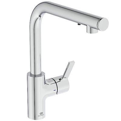 Ideal Standard Gusto A7817AA Robinet de cuisine en L avec distributeur de savon intégré Chromé Portée 232 mm