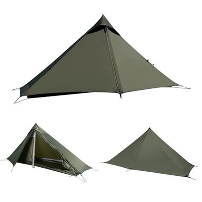 TENPLAY Ultralätt tält, 1 person, backpacking campingtält, vandringsstavstält, 4-säsonger, lätt, nylon, vattentät 5 000 mm, kompakt, enkel installation, bärbar, skydd för camping, vandring, klättring.