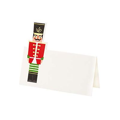 Talking Tables Decorazioni per feste di Natale-Segnaposto natalizi a forma di soldato schiaccianoci, confezione da 12, BC-NUT-PCARD