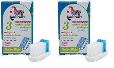 Lamazuna - Lot de 6 recharges pour brosses à dents Lamazuna de dureté moyenne