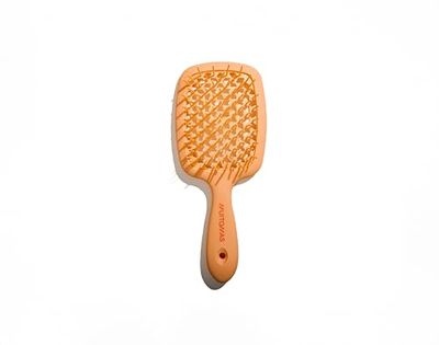 Muitomas, Hair Brush, Fine Hair Brush with Flexible Bristles and Ergonomic Handle, Hairbrush for Straight and Curly Hair, Peach Fuzzy Color