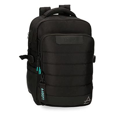 Adept Dmas Messenger Bag Portable Two Compartments Black 22 x 27 x 8 cm Polyester and PU, Black/White, Two Compartment Portatablet Shoulder Bag