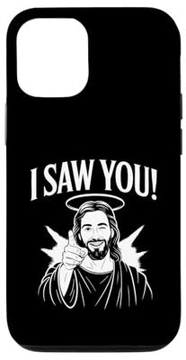 Funny Cheeky Jesus Wink with “I Saw You!” Case for iPhone 12/12 Pro