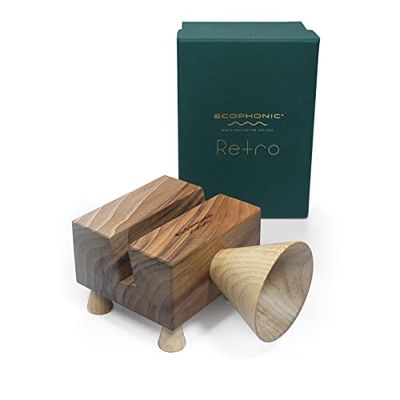 Ecophonic® Retro® Altoparlante ecologico e artigianale | Amplificatore acustico naturale | Legno massiccio | Supporto per smartphone | Prodotto in Spagna