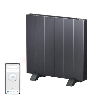 EMKE Elektrische verwarming, convectorverwarming, elektrische wandmontage of staand apparaat, elektrische radiator, app, wifi-functie, lcd-scherm, programmeerbare timer, antraciet, 1000 W