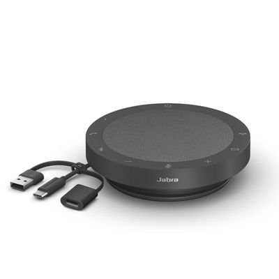 Jabra Speak2 55 Enceinte Bluetooth avec 4 micros antibruit, Haut-Parleur 50 mm Pleine Gamme, Audio Large Bande, Compact et Portable - Certifié pour Zoom et Google Meet - Gris foncé