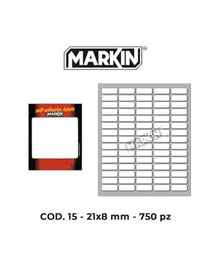 Etichette Markin adesive 21x8mm bianca (10 fogli x75 etichette/foglio) 5 [10015]