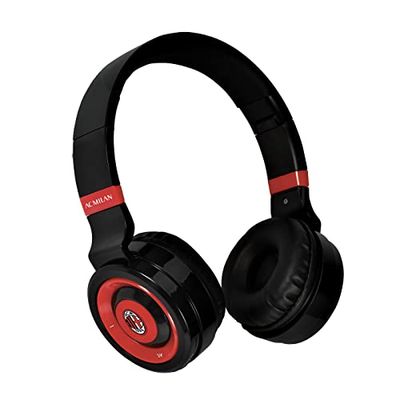 TECHMADE AC Milan Casque sans Fil Casque sans Fil Over-Ear, Casque Bluetooth sans Fil Pliable, Casque avec Microphone Intégré, HiFi Stéréo, Micro SD Slot, FM Radio pour iPhone/Android/Voyage/PC