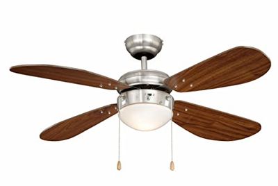 AireRyder FN43336 Classic Ventilateur de plafond avec éclairage Nickel Brossé/Noyer
