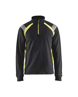 Sudadera con media cremallera, color negro y amarillo, talla 4XL