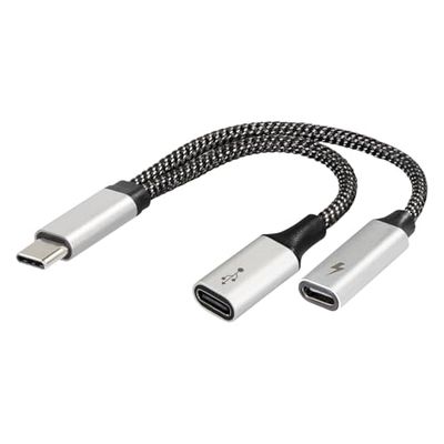 Maxtrack Cavo adattatore splitter USB-C 2 in 1 – MA11L, splitter USB-C, OTG & 60 W, porta di ricarica rapida, trasferimento dati, ascolto di musica e ricarica contemporaneamente, compatibile con