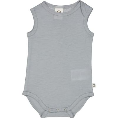 Müsli by Green Cotton Niemowlęta chłopcy Woolly Sleeveless Body Base Layer, Jaśmin Blue, 56