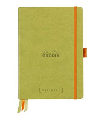 Rhodia 118575C notitieboek Goalbook (DIN A5, 14,8 x 21 cm, stippen, praktisch en trendy, met vast deksel, 90 g wit papier, 120 vellen) 1 stuk, anijsgroen