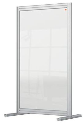 Nobo Transparante bureauverdeler van acryl, 1,4 m hoog, vrijstaand schermsysteem, Premium Plus, 600 x 1000 mm, 1915493