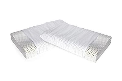 Talamo Italia - Set di 2 Cuscini per letto, 100% Made in Italy, Guanciale sfoderabile Ortocervicale in Memory Foam forato, Anallergico e Traspirante,70x41xh11,5 cm