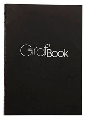 Clairefontaine Graf'Book 975802C, verpakking met 5 blokken, 360°, ideaal voor schetsen en tekeningen, 50 vellen, DIN A4 21 x 29,7 cm, 100 g, portretformaat, zwart, 1 verpakking