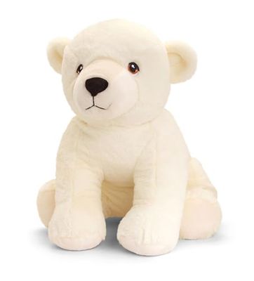 Keel Toys KEELECO - 100% återvunnen plysch - miljövänlig leksak för barn - isbjörn plysch 45 cm