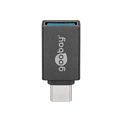 Goobay 51595 USB 3.0 (typ A) till USB-C, Super Speadapter/omvandlare för anslutning av laddkabel, stöder laddning & sync, grå