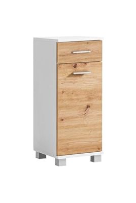 Schildmeyer Palermo Armario bajo de Material Compuesto de Madera, Blanco Mate con Acabado en Roble Artisan, 30,3 x 32,6 x 75,3 cm (Ancho x Profundo x Alto)