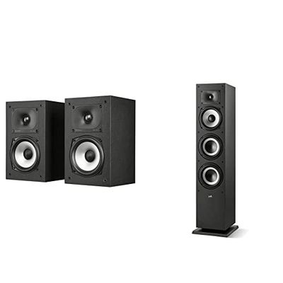 POLK AUDIO MXT60BK Głośnik, Czarny & POLK AUDIO MXT15BK Głośniki, Czarny, 17.5 x 15 x 25 cm