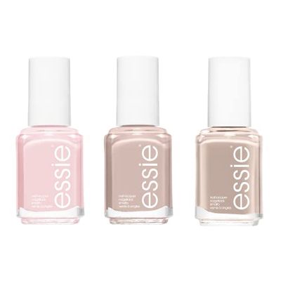 Essie Nude Neutrals Manicure Trio Bundle, Includes x1 Ballet Slippers, x1 Mademoiselle, x1 Topless and Barefoot Nail Polish Gift Set