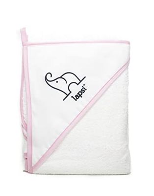 LAPSI® Serviette de Bain pour Bébé/Enfant, Tablier/Nourrisson, Serviette Tablier à Capuche en Coton Absorbant, 100% Coton, Rose, 100 x 100 cm, 1 Unité
