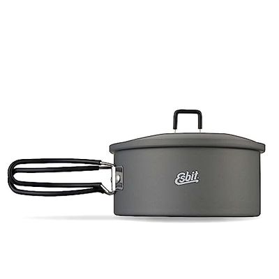 Esbit Outdoor kastrull 1 100 ml – campinggryta av hårdanodiserad aluminium – inkl. lock med praktisk upphängning