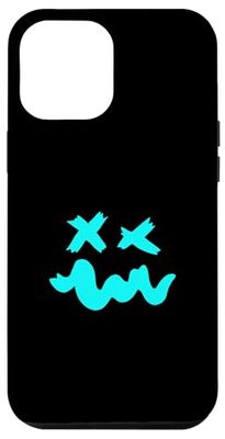 Visage grunge turquoise ondulé sourire turquoise graphique Coque pour iPhone 12 Pro Max