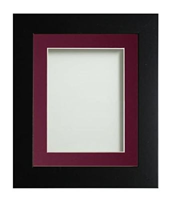 Frame Company Watson Matte Black Picture Photo Frame fitted with Perspex, 9x7 inch with Plum Mount for image size 8x6 inch