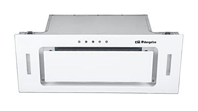 Orbegozo CA 09160 BL Hotte aspirante cassette 60 cm, classe A, avant verre trempé blanc, extraction 589,4 m3/h, 3 niveaux de puissance, éclairage LED