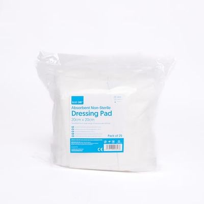 Blue Dot Non-Sterile Absorbent Dressing Pads 25-Pieces, 20cm x 20cm Size