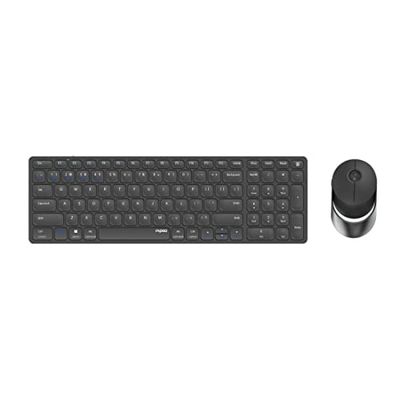 Rapoo 9750M clavier Souris incluse RF sans fil + Bluetooth QWERTZ Allemand Gris