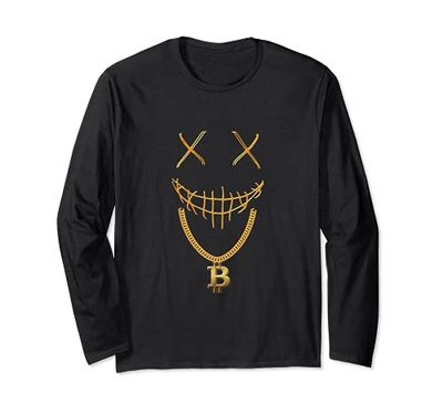 Maschera Bitcoin Collana Crypto Denaro Blockchain Trading Maglia a Manica