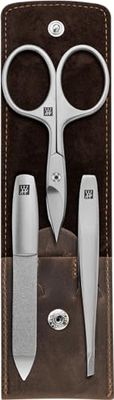 ZWILLING Set per manicure e pedicure, set di valigette da viaggio per mani e piedi, cura delle unghie, vera pelle, 3 pezzi, Premium, Marrone