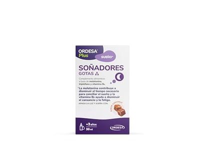 SOÑADORES Gotas | 30ml | Complemento Alimenticio en Gotas con Melatonina, Triptófano y Vitamina B6 para apoyar la Conciliación del Sueño y Reducir Cansancio y Fatiga