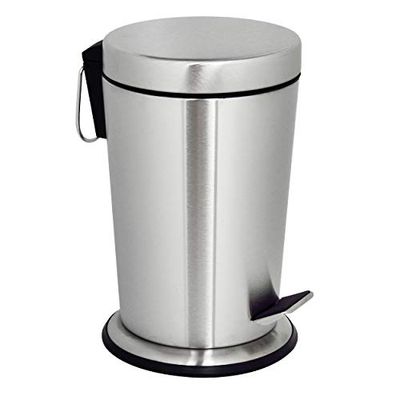 MSV, Poubelle à pédale en Inox, Modèle Conic, Stabilité élevée grâce à la forme ronde, avec mécanisme de pédalage facile à utiliser avec pédale antidérapante, 5 Litres, Gris